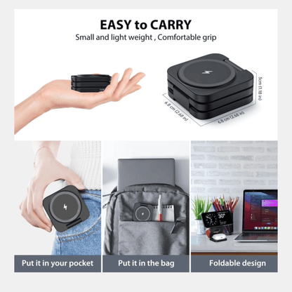 Cargador Inalámbrico 3 en 1 Magnético Plegable 15w